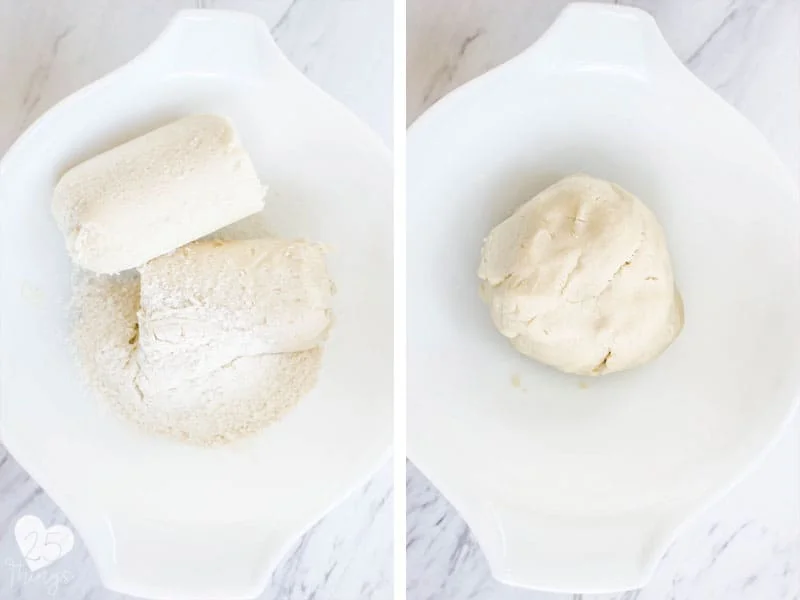 making the cookie dough for flower cookies