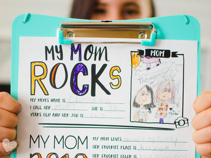 Use the free printable questionnaire for a special mother's day gift from the kids.