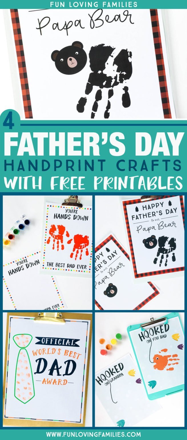4 Father's Day Handprint Ideas with Free Printables - Fun Loving Families