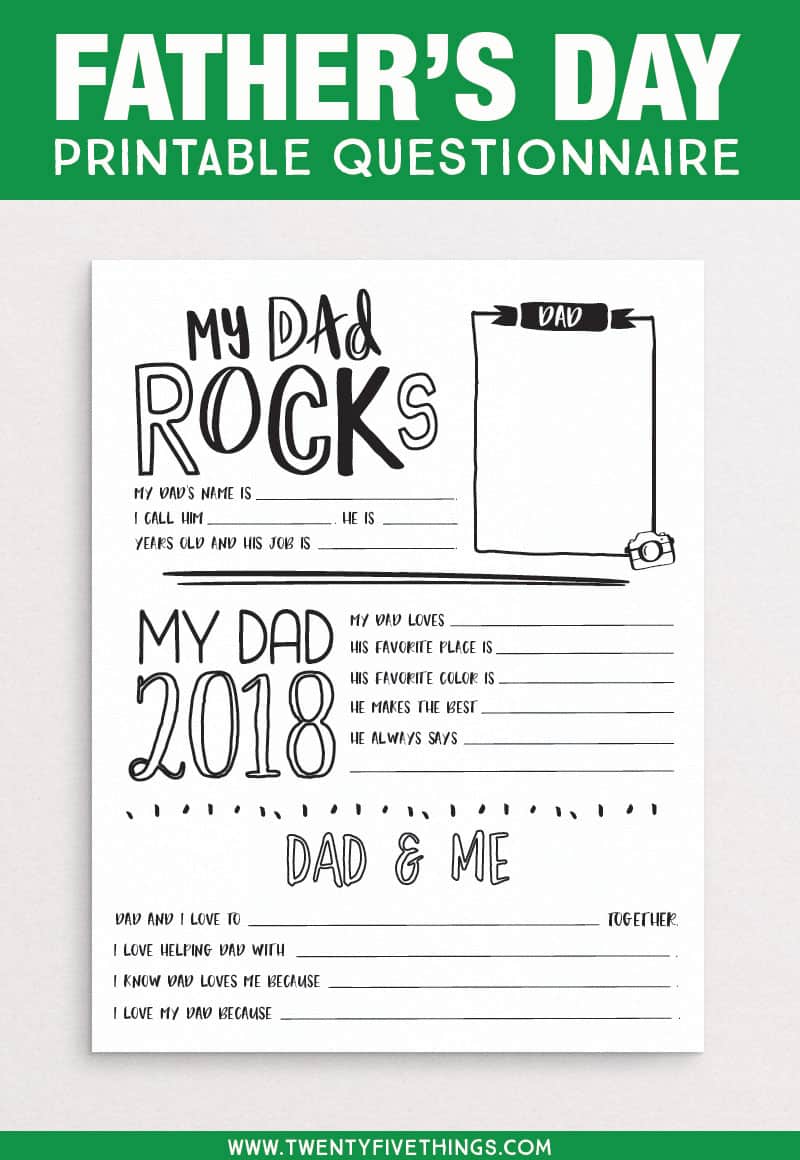Father's Day Questionnaire Printable Free Download Fun Loving Families