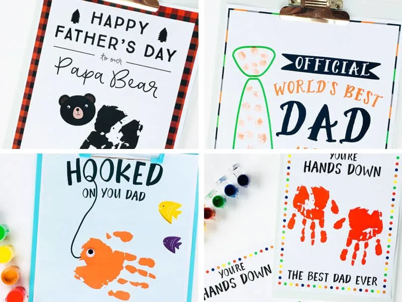 4 Father's day handprint craft ideas with free printables.