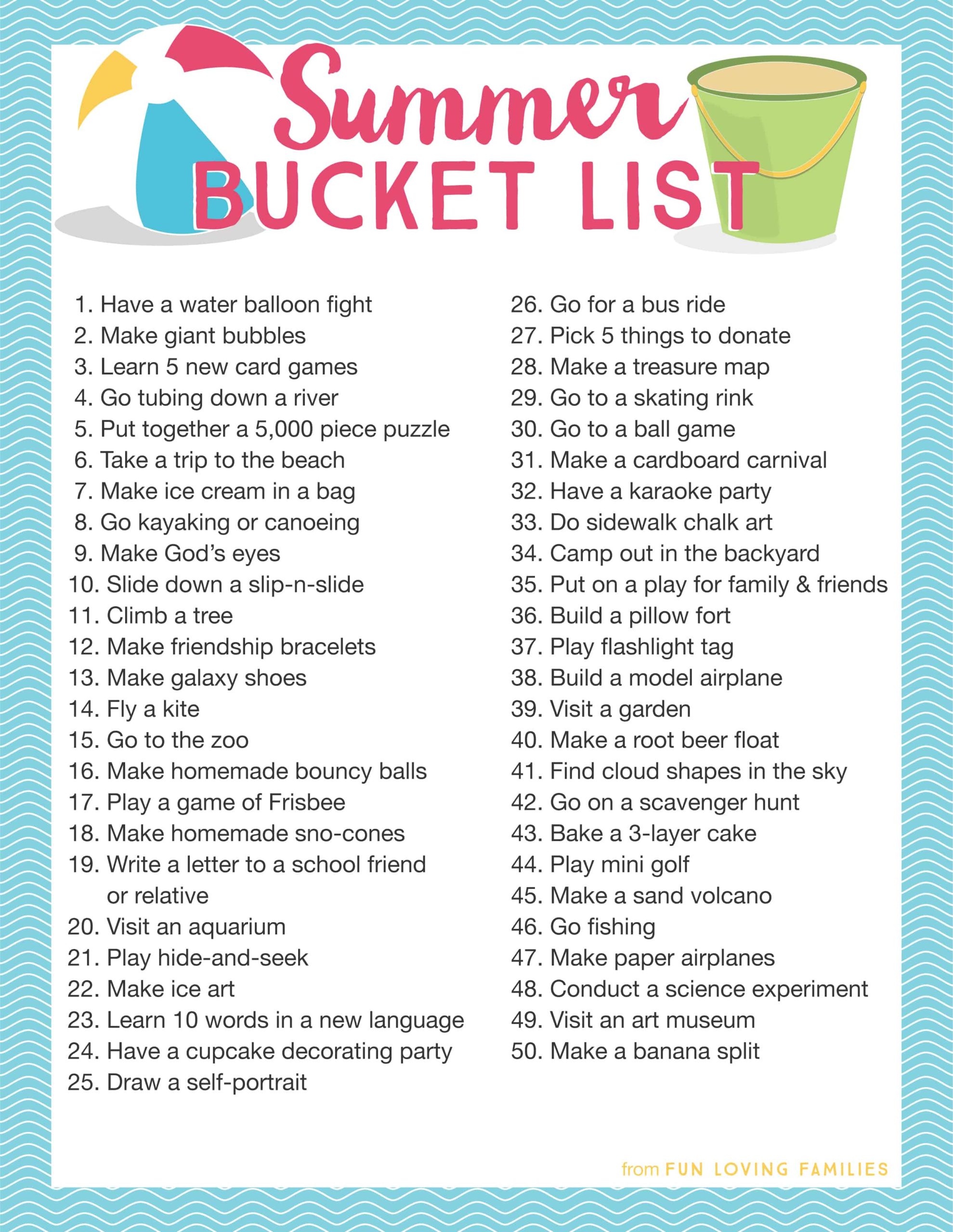 Summer Bucket List for Families Fun Loving Families