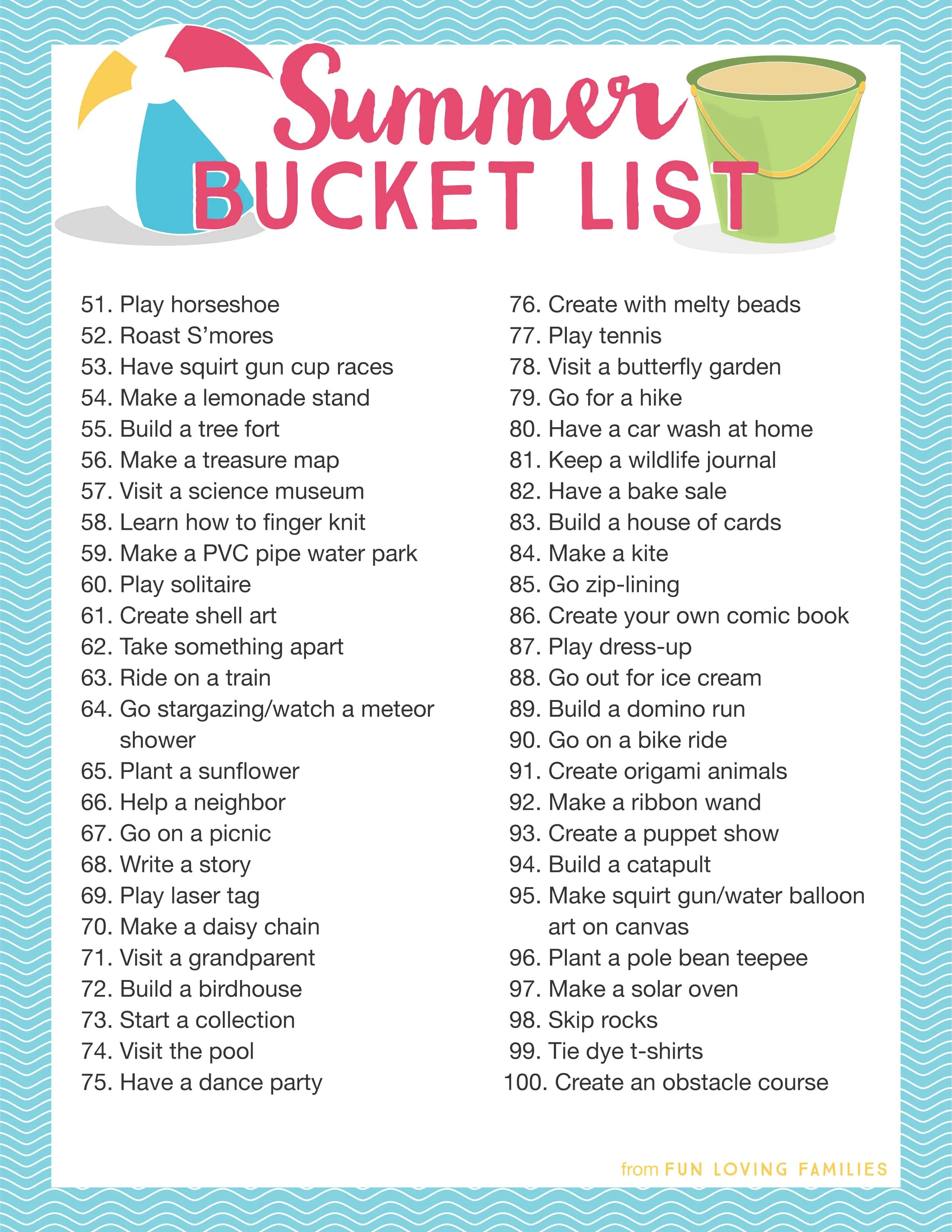 A FREE Summer Bucket List for Families