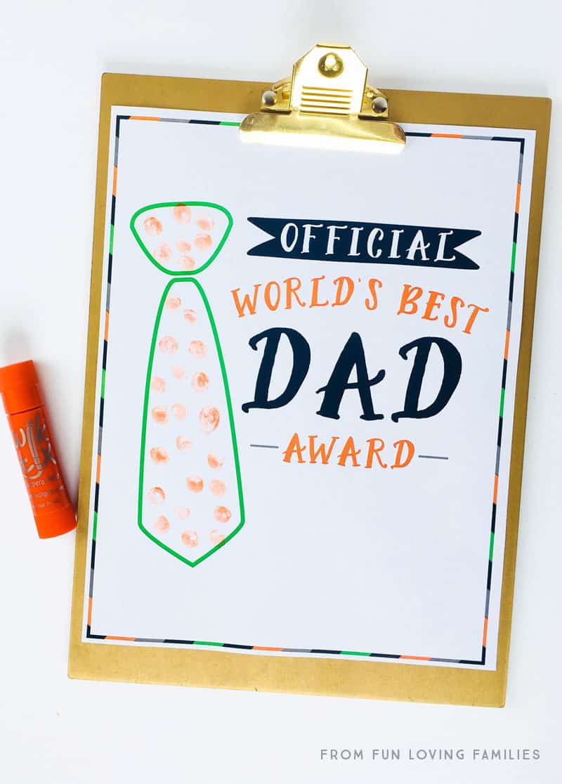 World's Best Dad fingerprint printable craft for fathers day