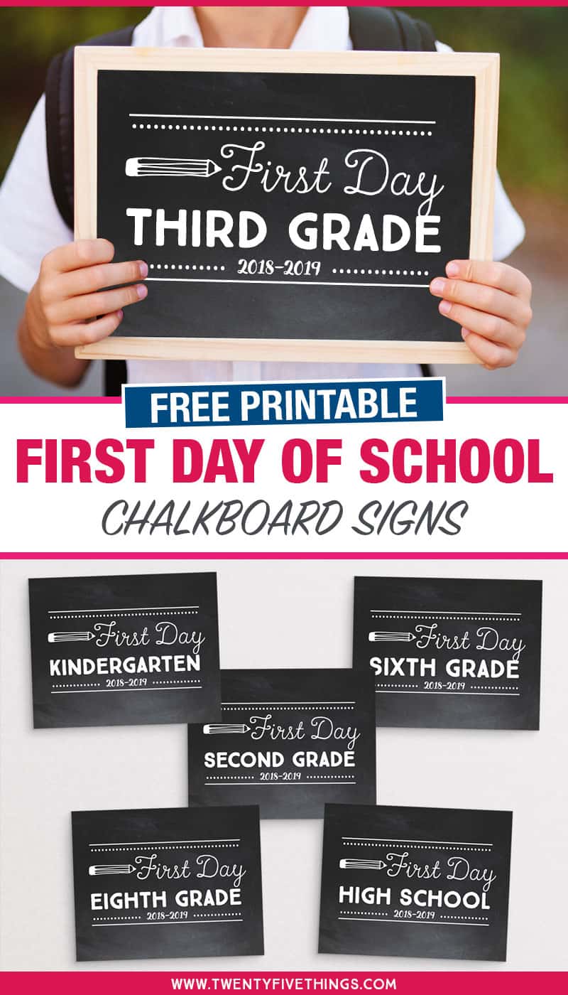 First Day Of School Signs Free Printables Fun Loving Families First Day Of School Chalkboard Signs
