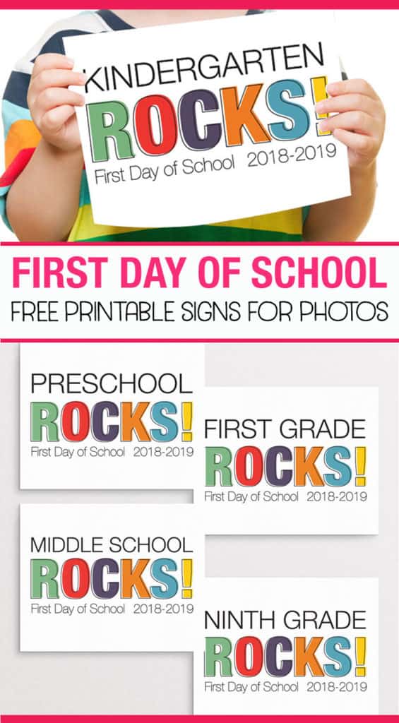 first day of school printable signs