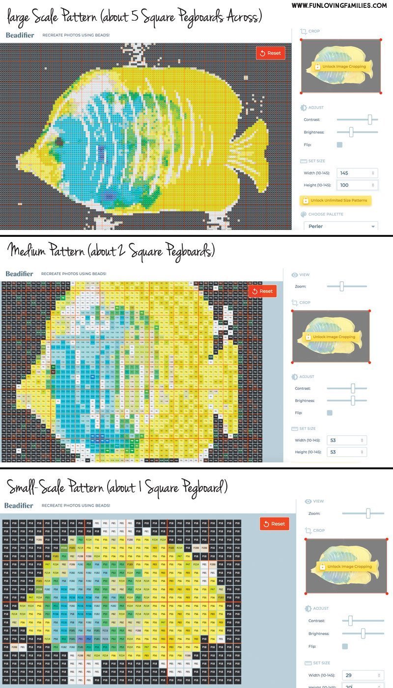 example of a Perler bead pattern making tool