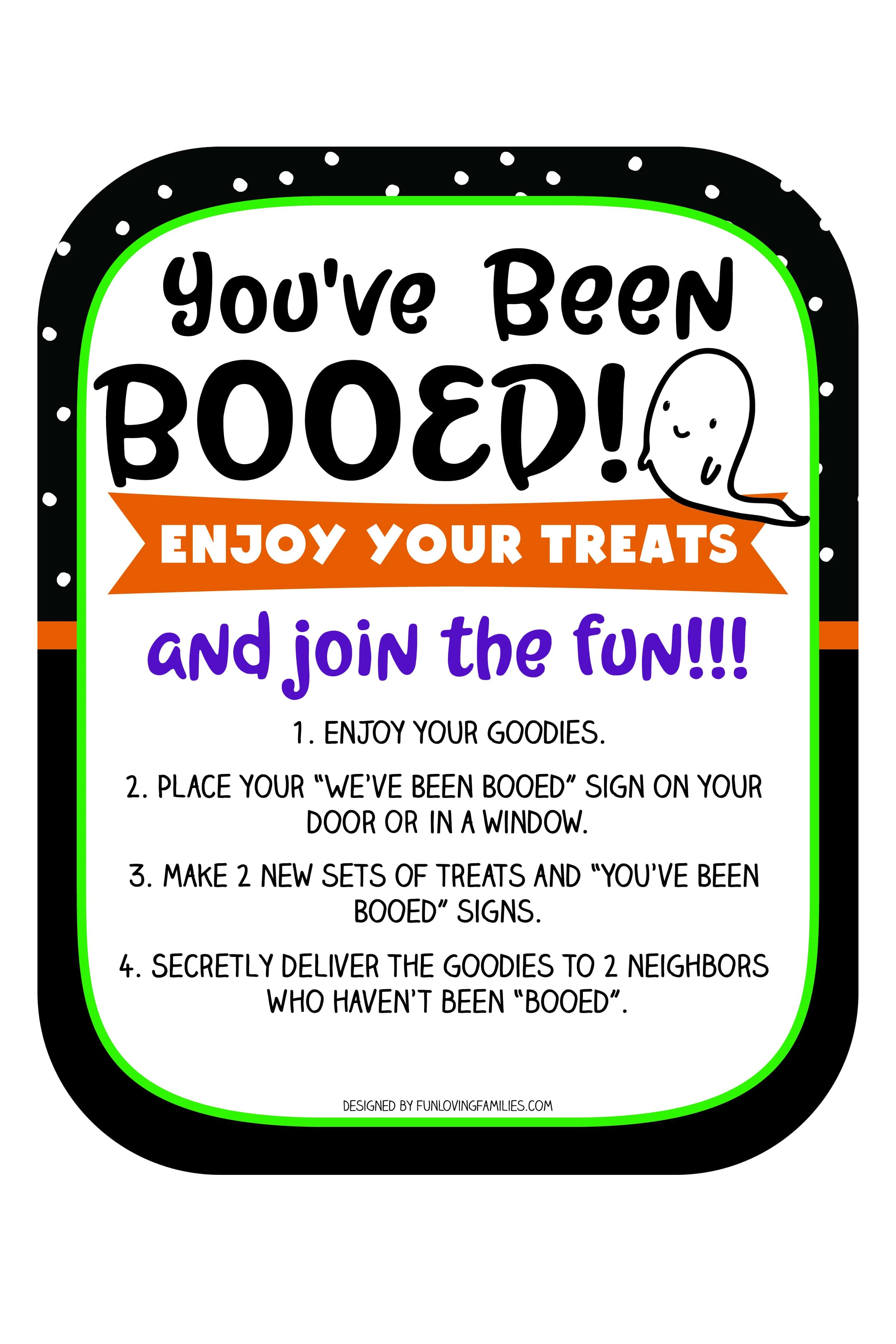 You've been Booed printable sign. Use this free printable to add to your Boo Basket so friends and neighbors can play along. #cute #halloweenprintables #booed #youvebeenbooed #ghost 