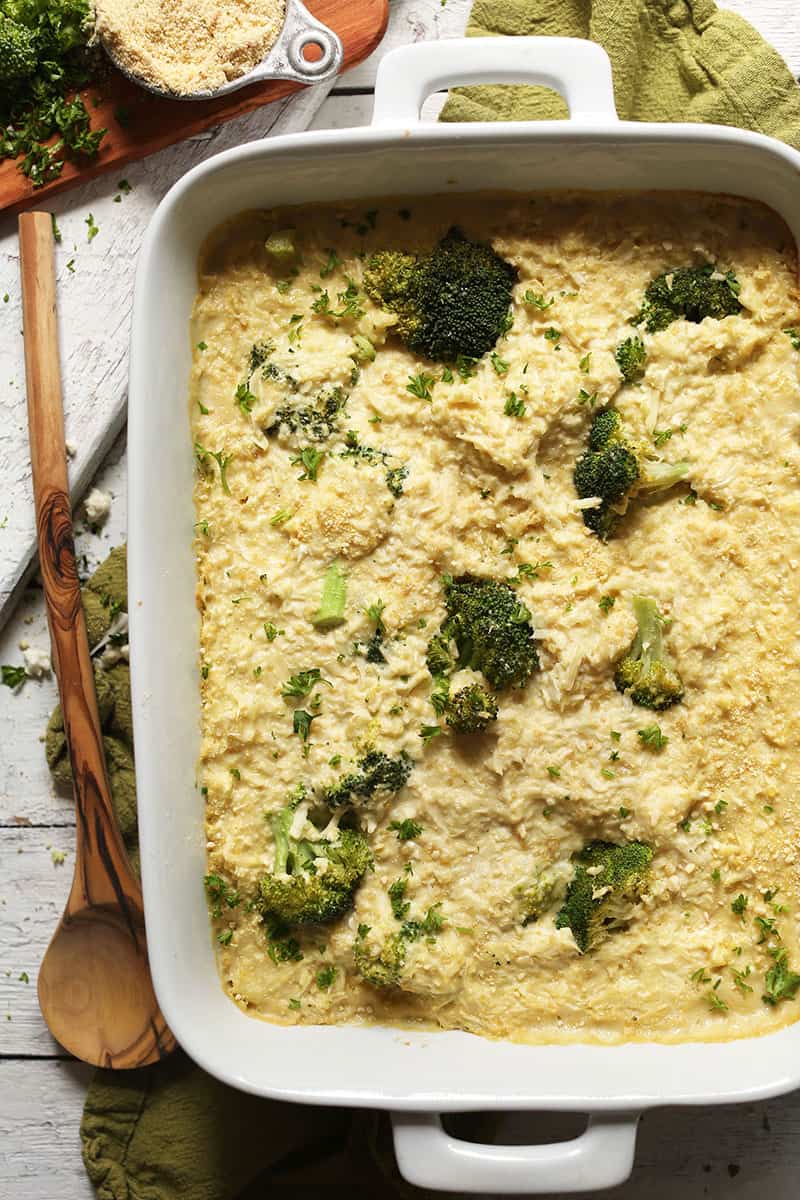 Cheesy Cauliflower Rice and Broccoli Bake