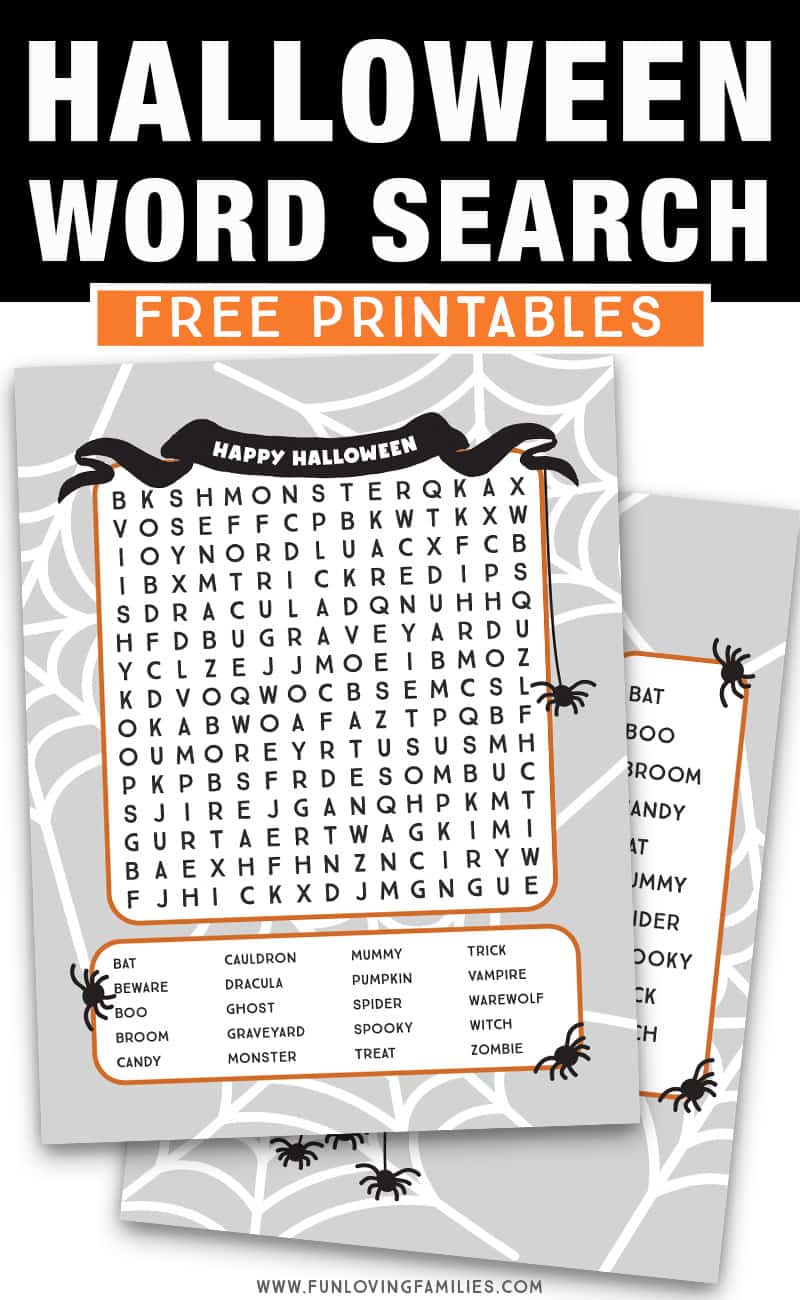 halloween word search printables with easy and challenging versions