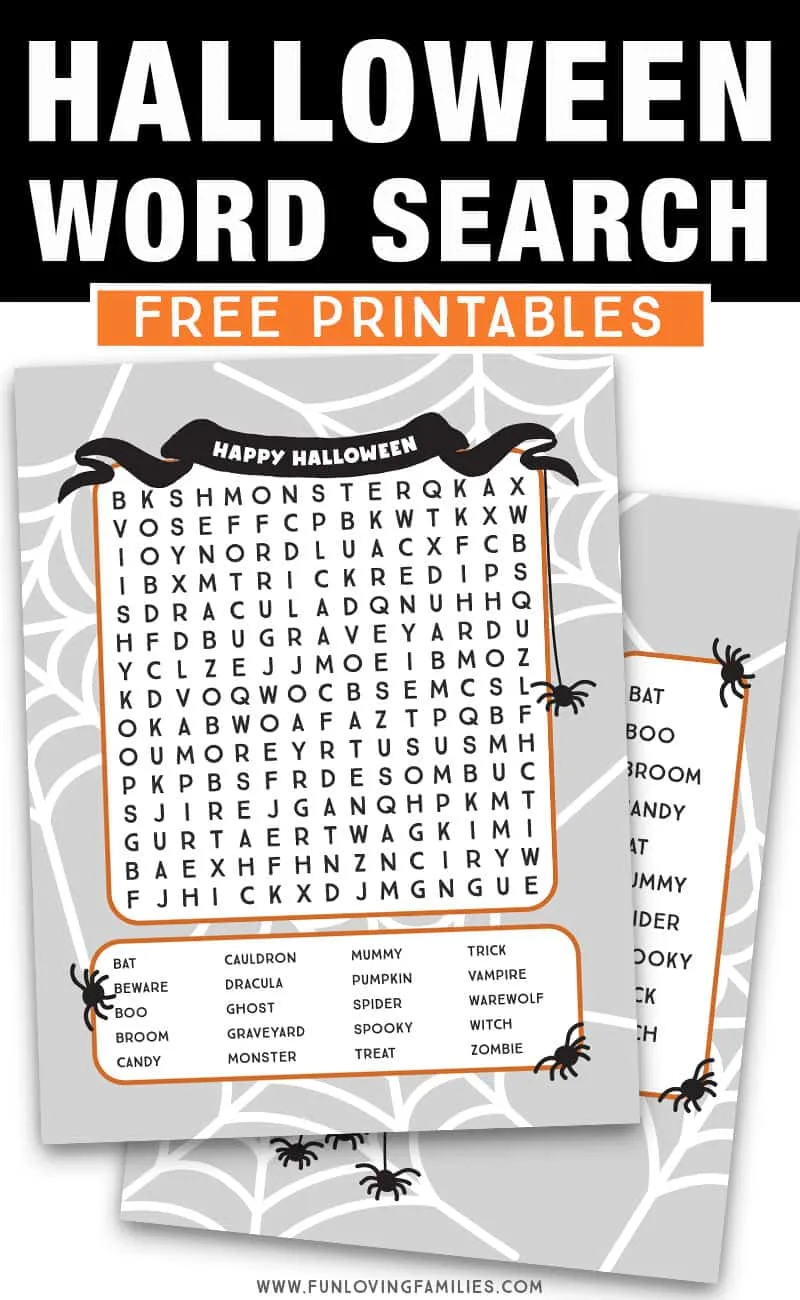 halloween word search printables with easy and challenging versions