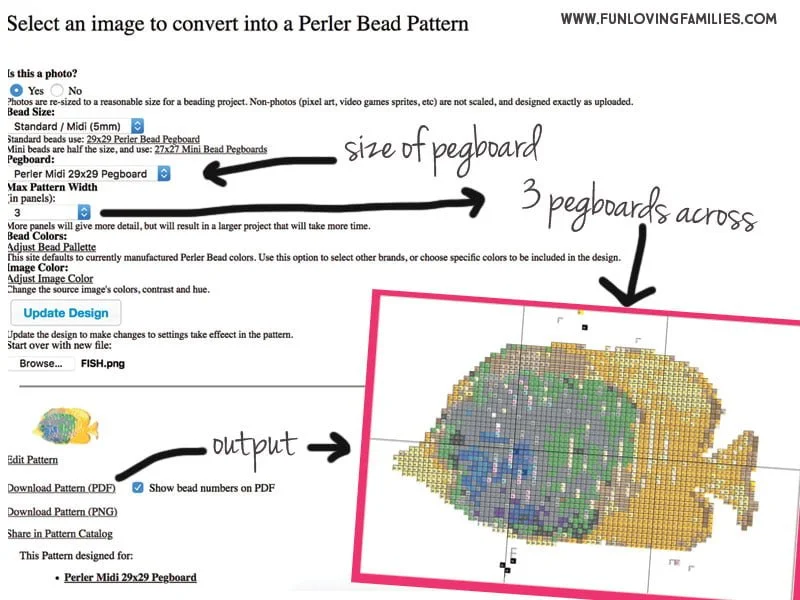 example of a Perler Bead pattern maker