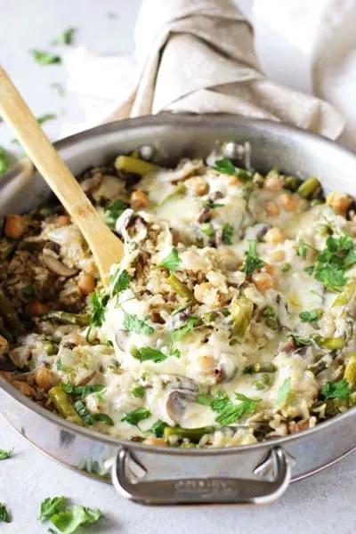Skillet Spring Vegetable Brown Rice Casserole