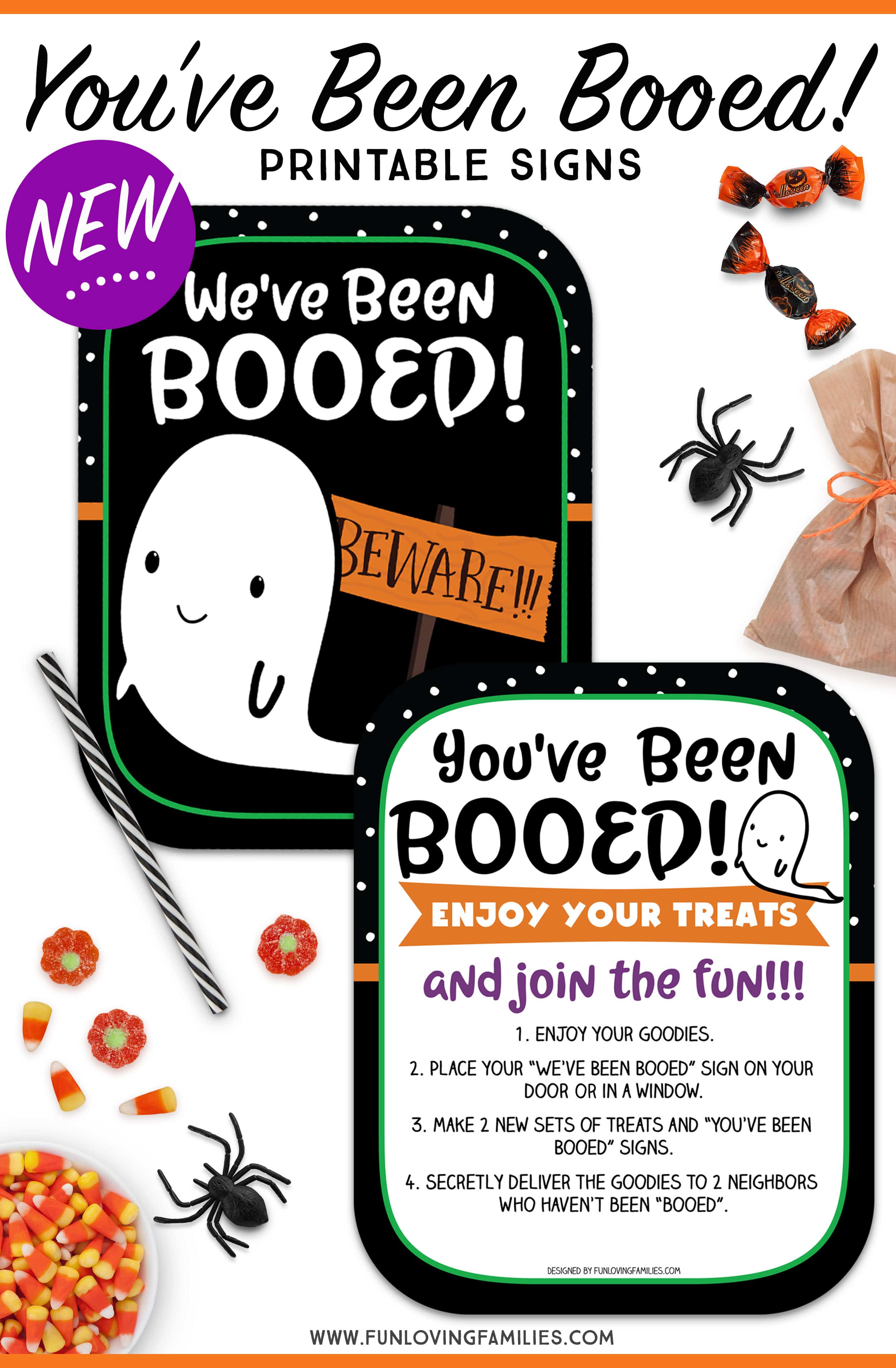printable signs for Halloween Booed game