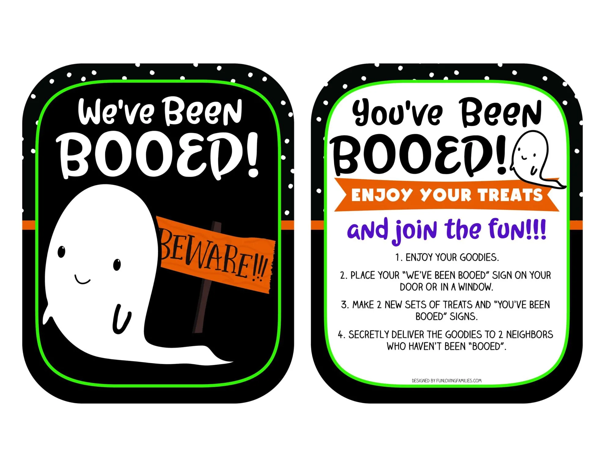 Print these new You've been booed and We've been booed signs for some Halloween fun around the neighborhood. Click through to learn how to play the game.