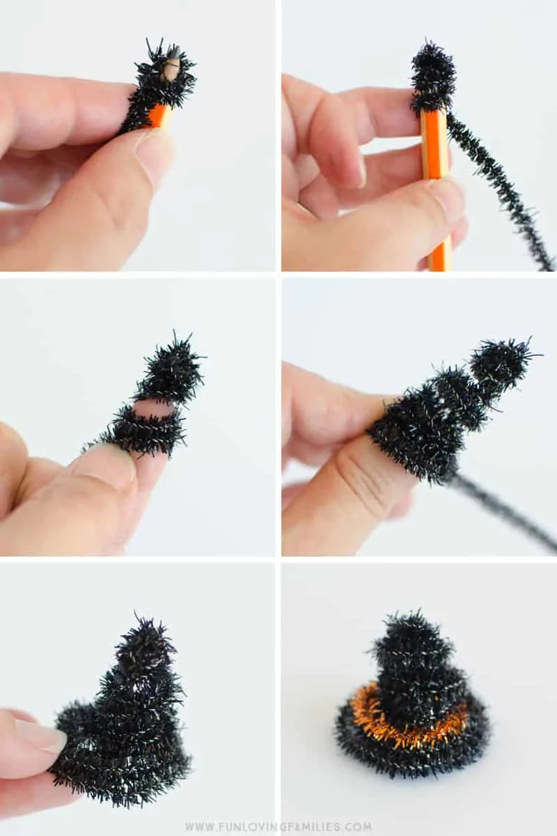 how to make pipecleaner hat for lollipop witches