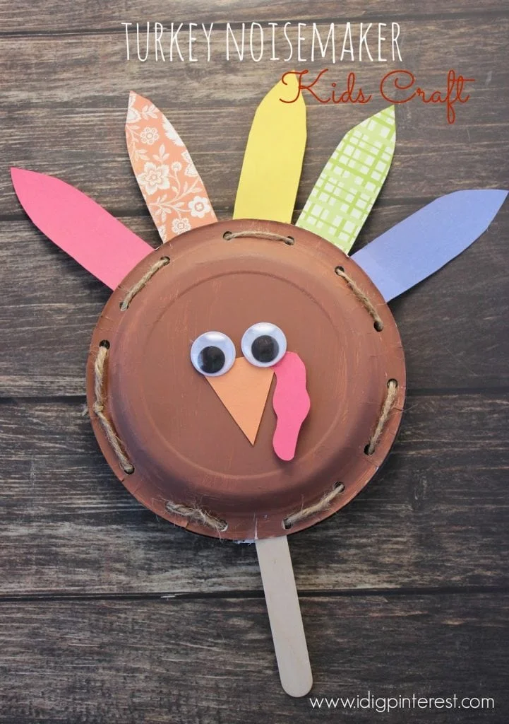 Adorable turkey craft for kids: See how to make this turkey noisemaker from I Dig Pinterest.