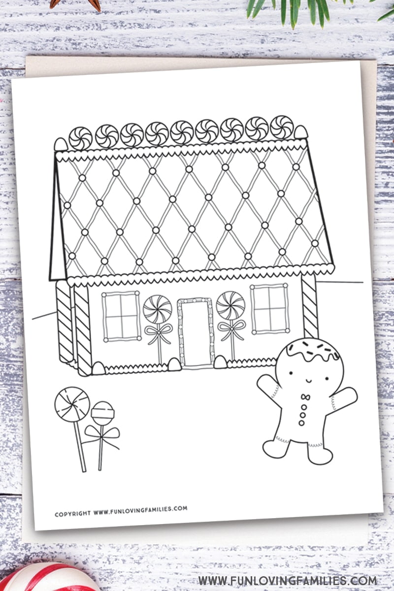 cute gingerbread house coloring page printable for kids