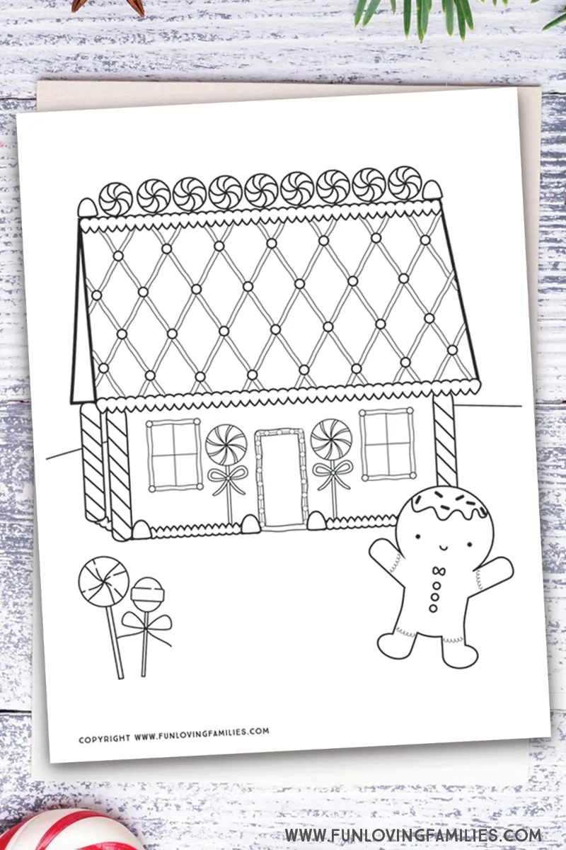 cute gingerbread house coloring page printable for kids