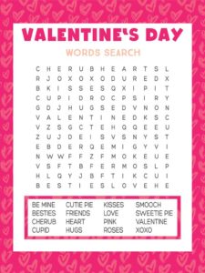 Valentine&rsquo;s Day Word Search Printable PDF - Fun Loving Families