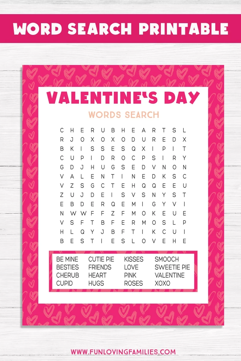 Here's a free printable Valentines Day activity for kids. Download the word search printable pdf for Valentines Day parties or for a simple activity at home.