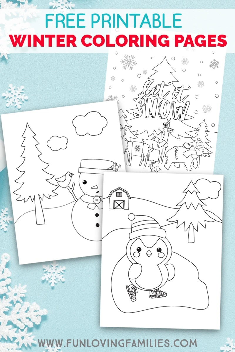 Free printable Winter coloring pages for kids. Grab the instant download PDF and join the kids for some adorable winter coloring fun. #kidscoloring #winter #penguincoloringpage #snowmancoloringpage #freeprintable #freecoloringpages #freecoloringsheets