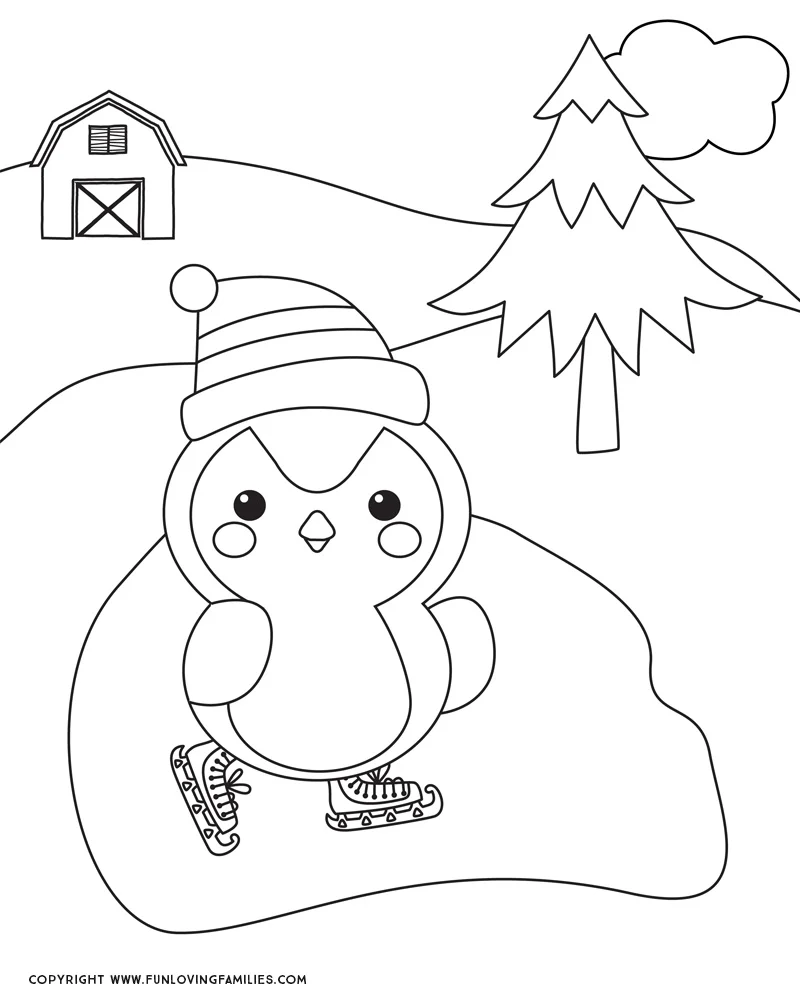 cute penguin winter coloring sheet for kids