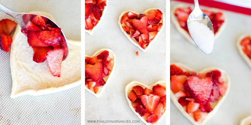 How to fill the strawberry puff pastry hearts.