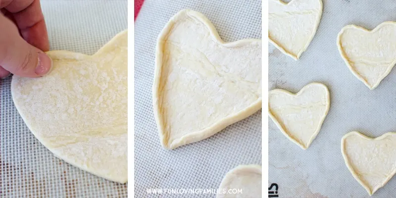 How to make puff pastry hearts for a Valentines day treat. 