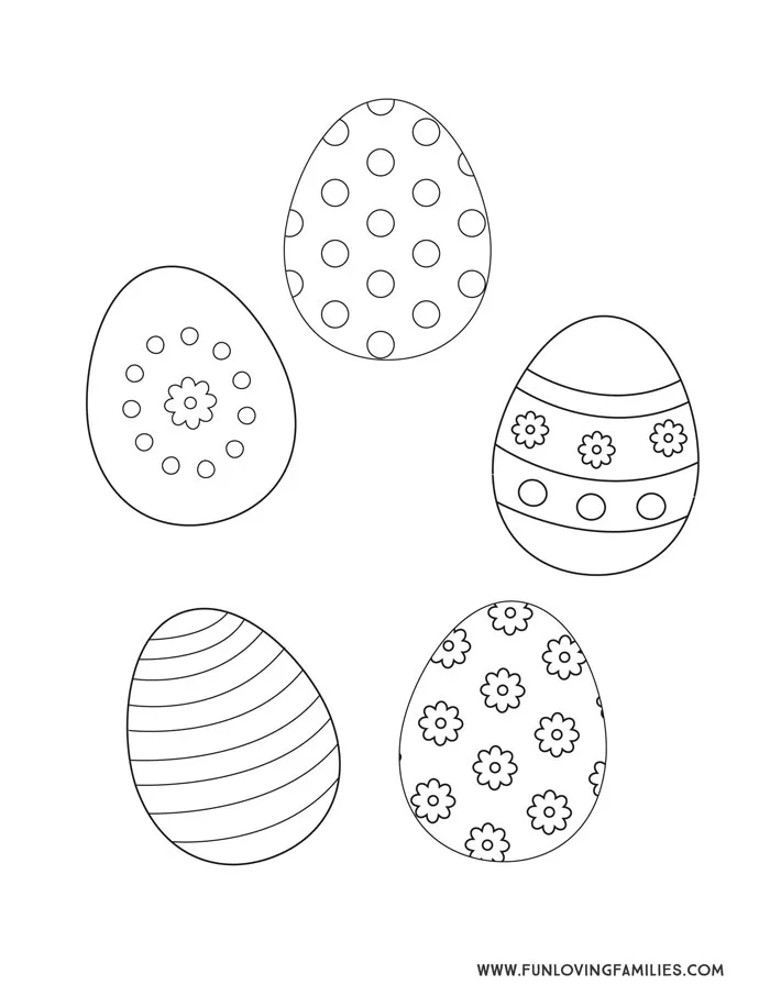 Easter Eggs easy coloring page printable for kids