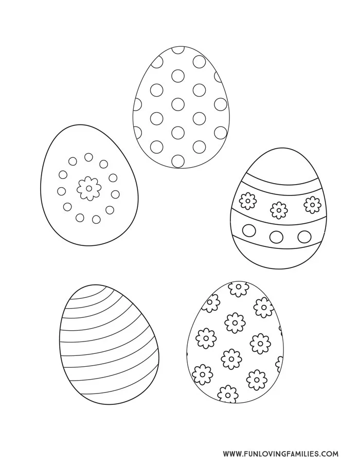 Easter Eggs easy coloring page printable for kids