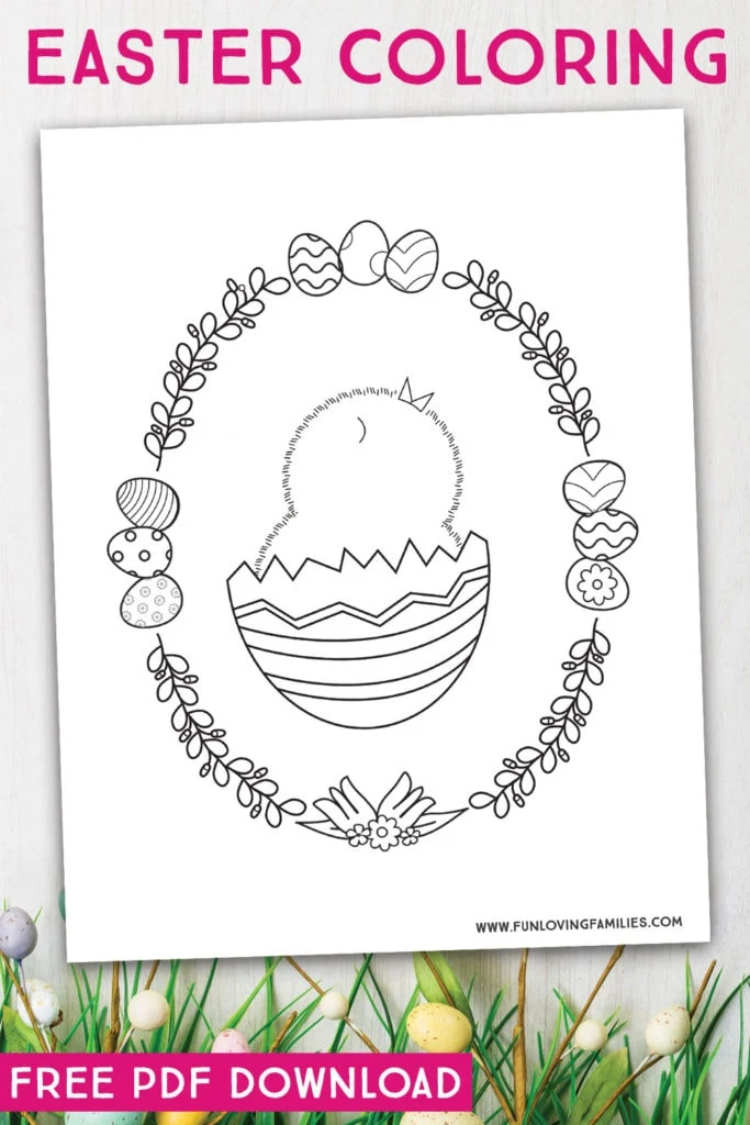 cute Easter chick coloring page for kids