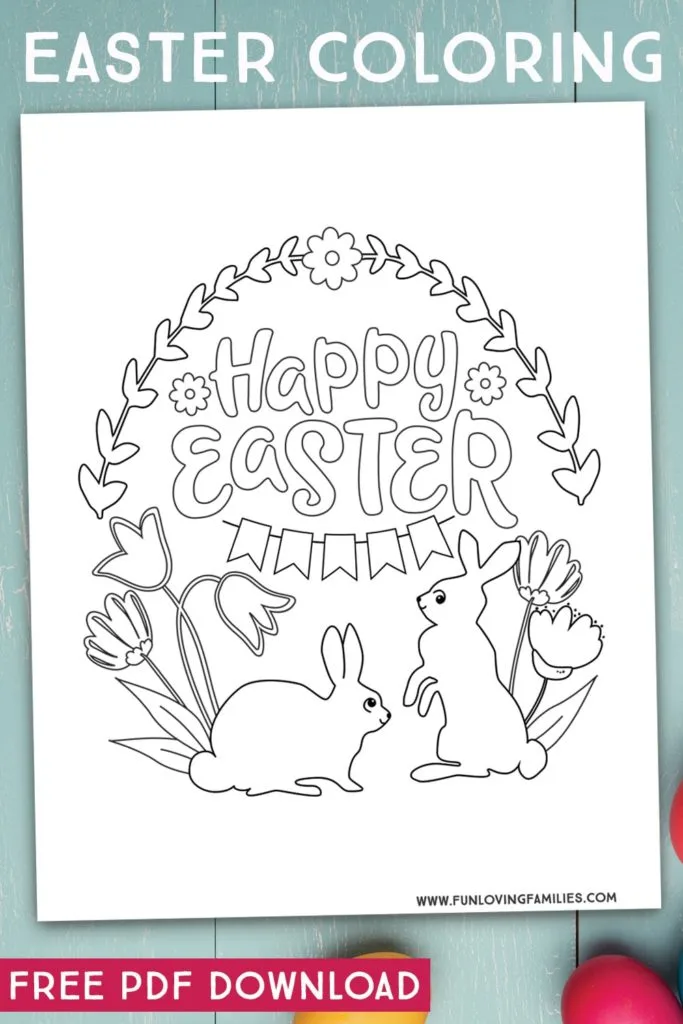 Happy Easter coloring page for kids