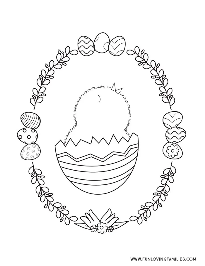 Baby chick cute Easter coloring page printable for kids