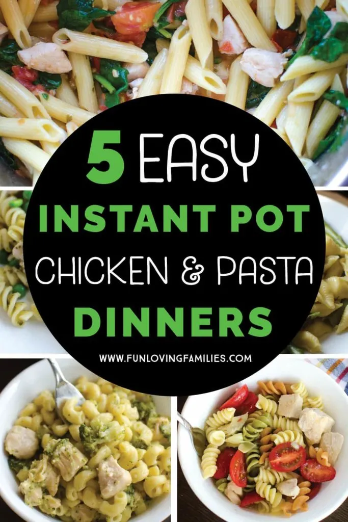 image of five chicken and pasta dishes for the Instant Pot