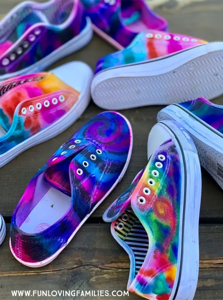 colorful DIY dyed shoeswith sharpie markers
