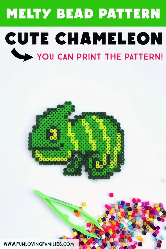 chameleon made from fused Perler Beads