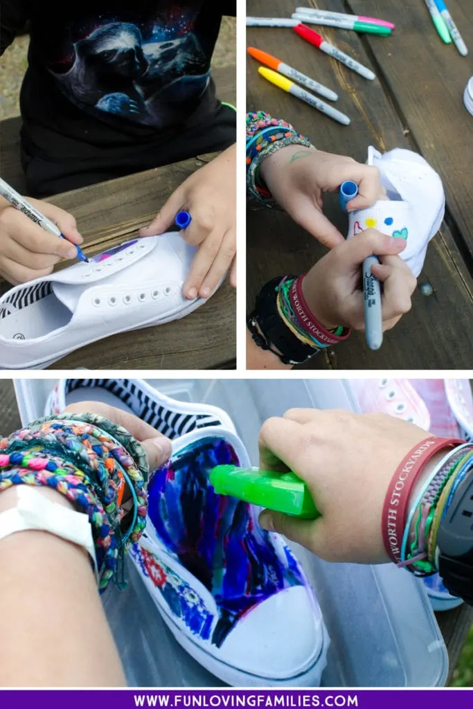steps for dyeing shoes with Sharpie marker