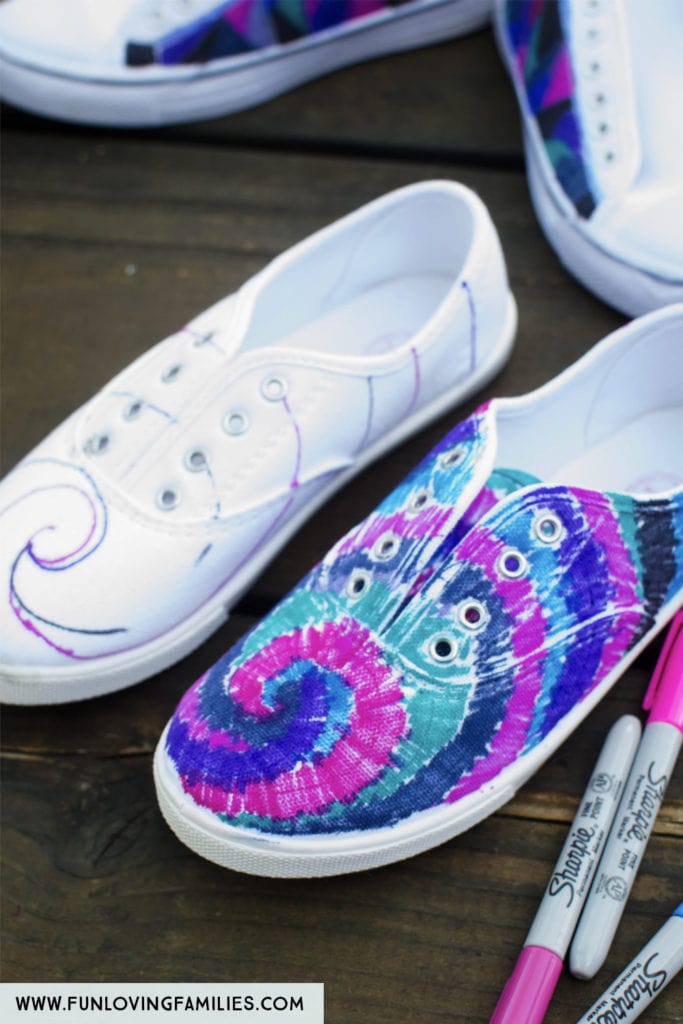 shoes with spiral sharpie marker designs