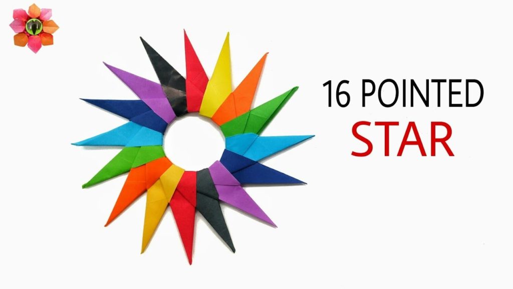 colorful 16 pointed paper star