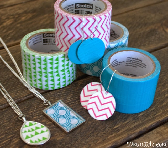 duct tape jewelry, earrings and necklace