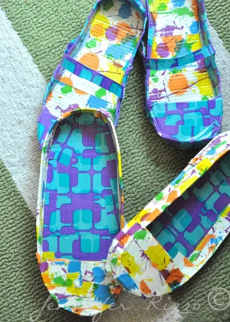 colorful handmade duct tape shoes