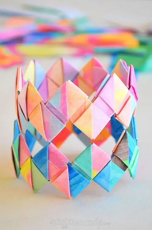colorful folded paper bracelets