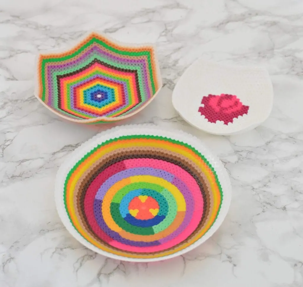 colorful bowls made from melted beads