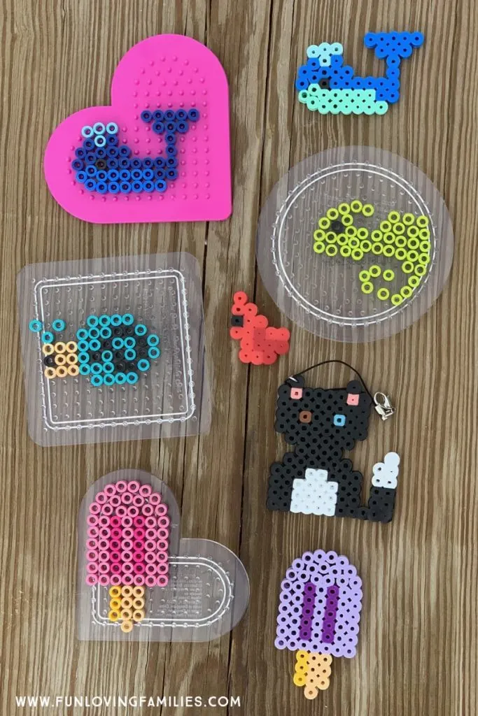melty bead designs, whale, bird, snail, cat, popsicle
