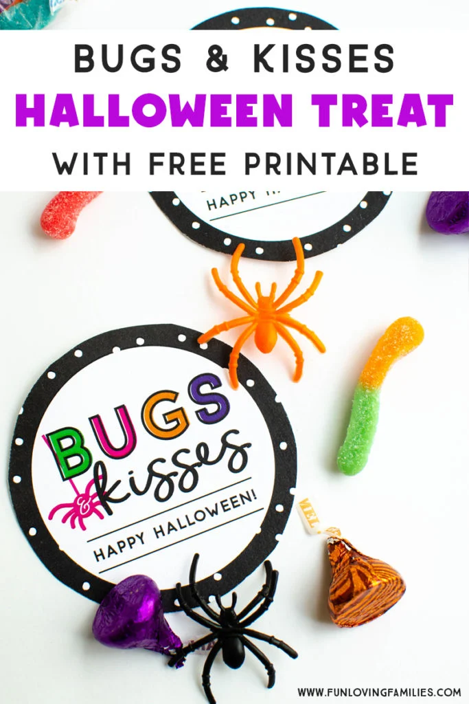Bugs and Kisses Halloween treat free printable label