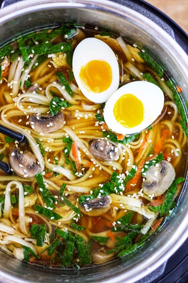 Ramen soup with soft boiled eggs