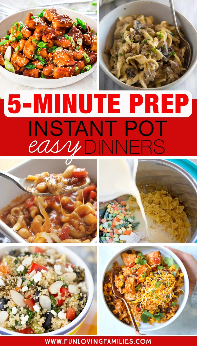 easy Instant Pot dinner recipes with 5-minute prep times