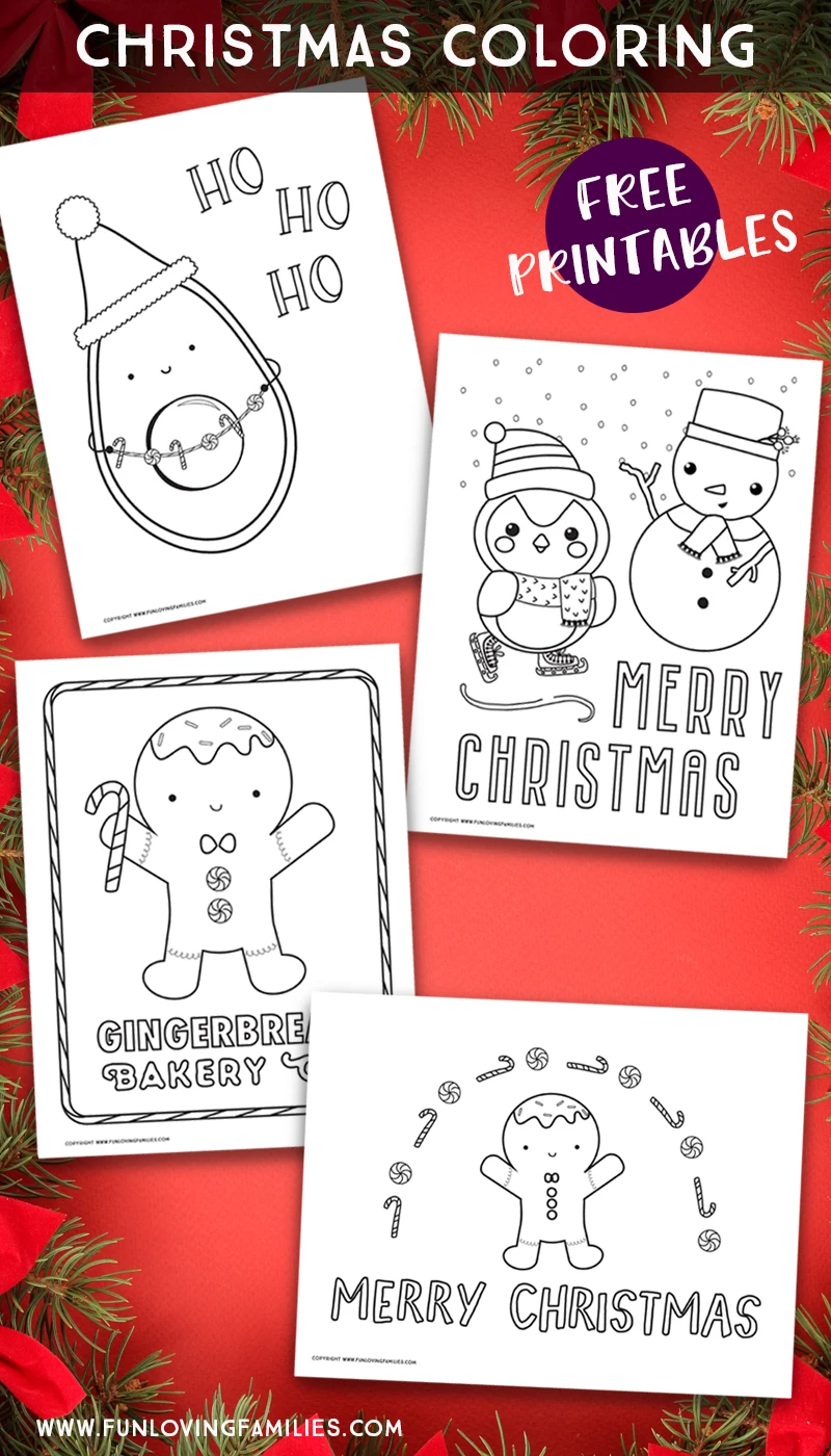 Cute Christmas coloring pages with four printables