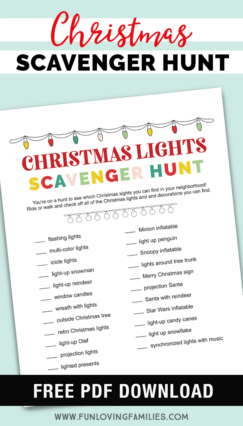 Christmas light scavenger hunt PDF